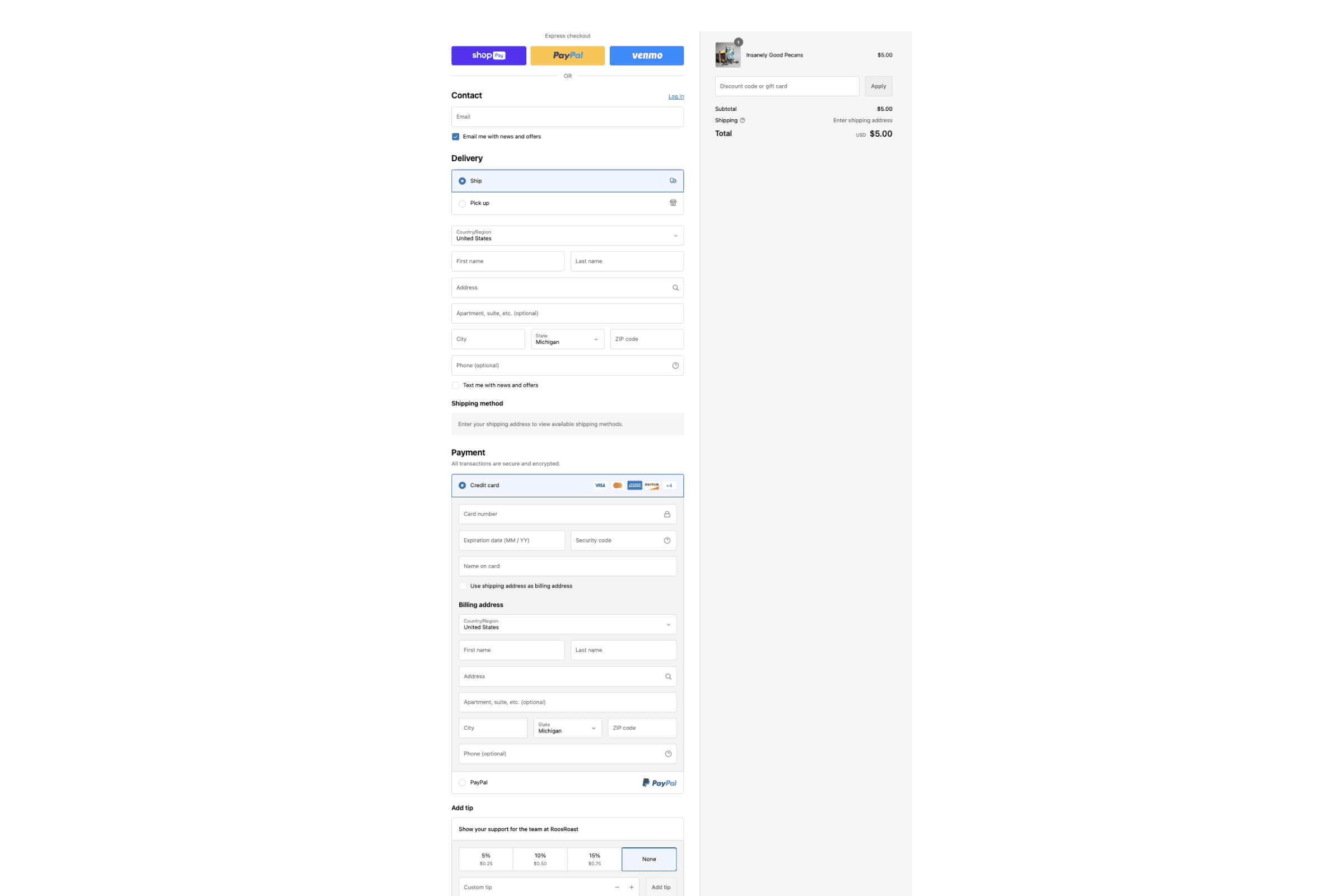 Old checkout page