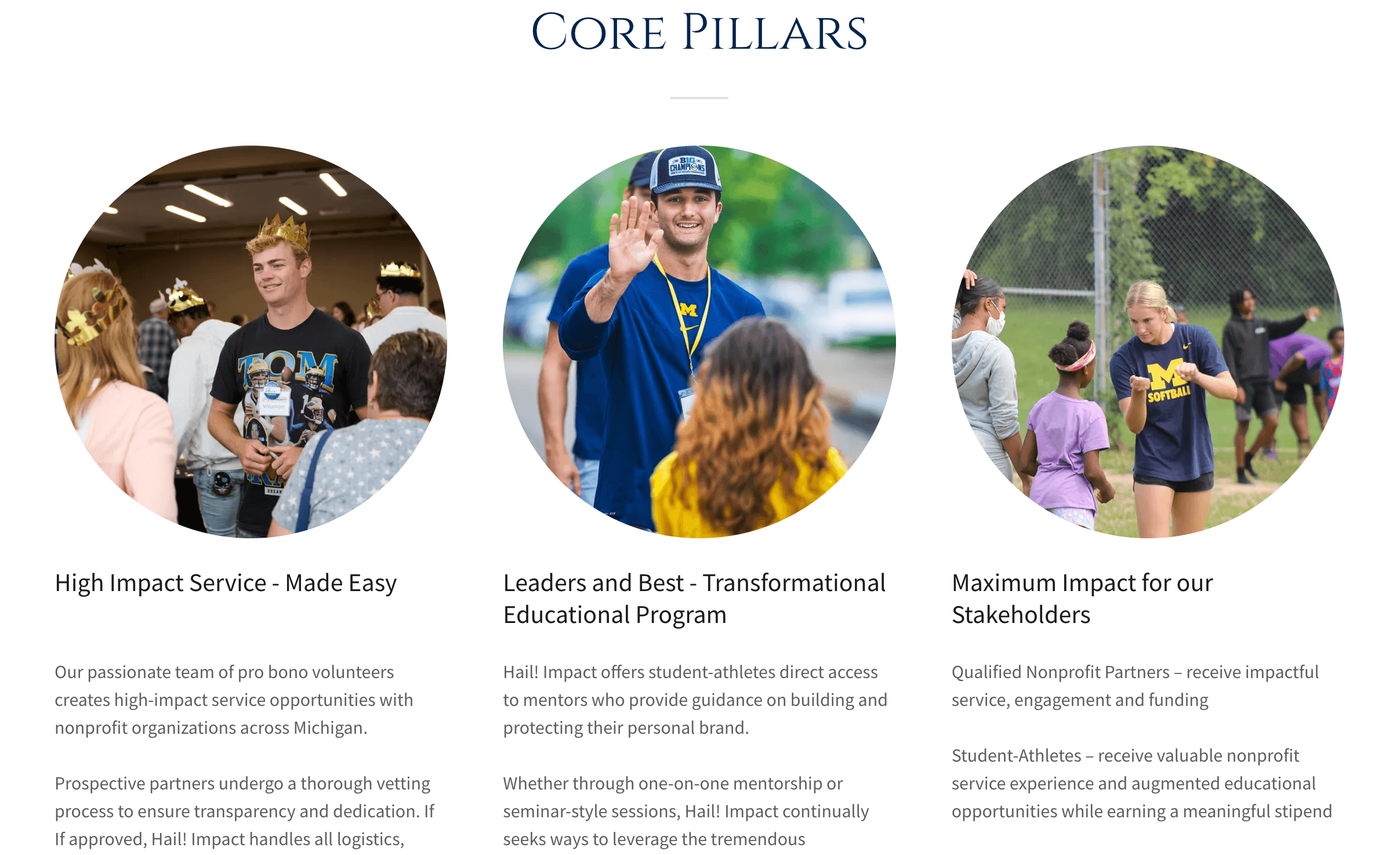 Hail! Impact overview section on homepage