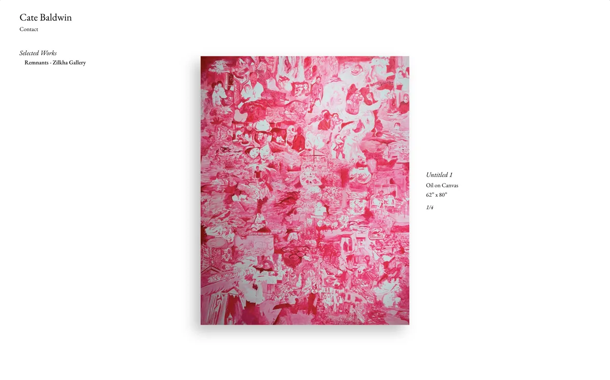 Cate Baldwin's portfolio homepage showing her artwork