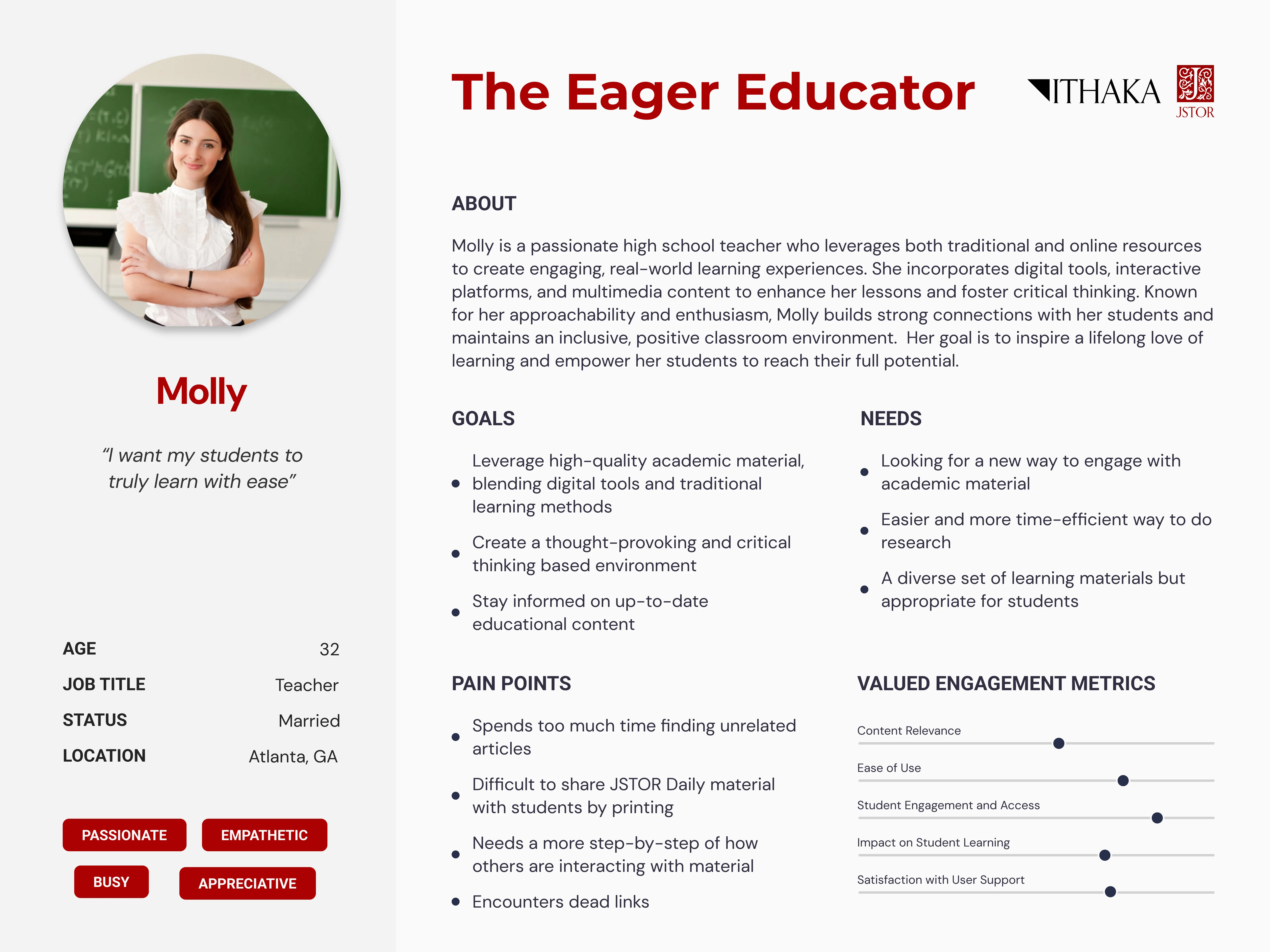 Primary user persona for JSTOR Daily redesign