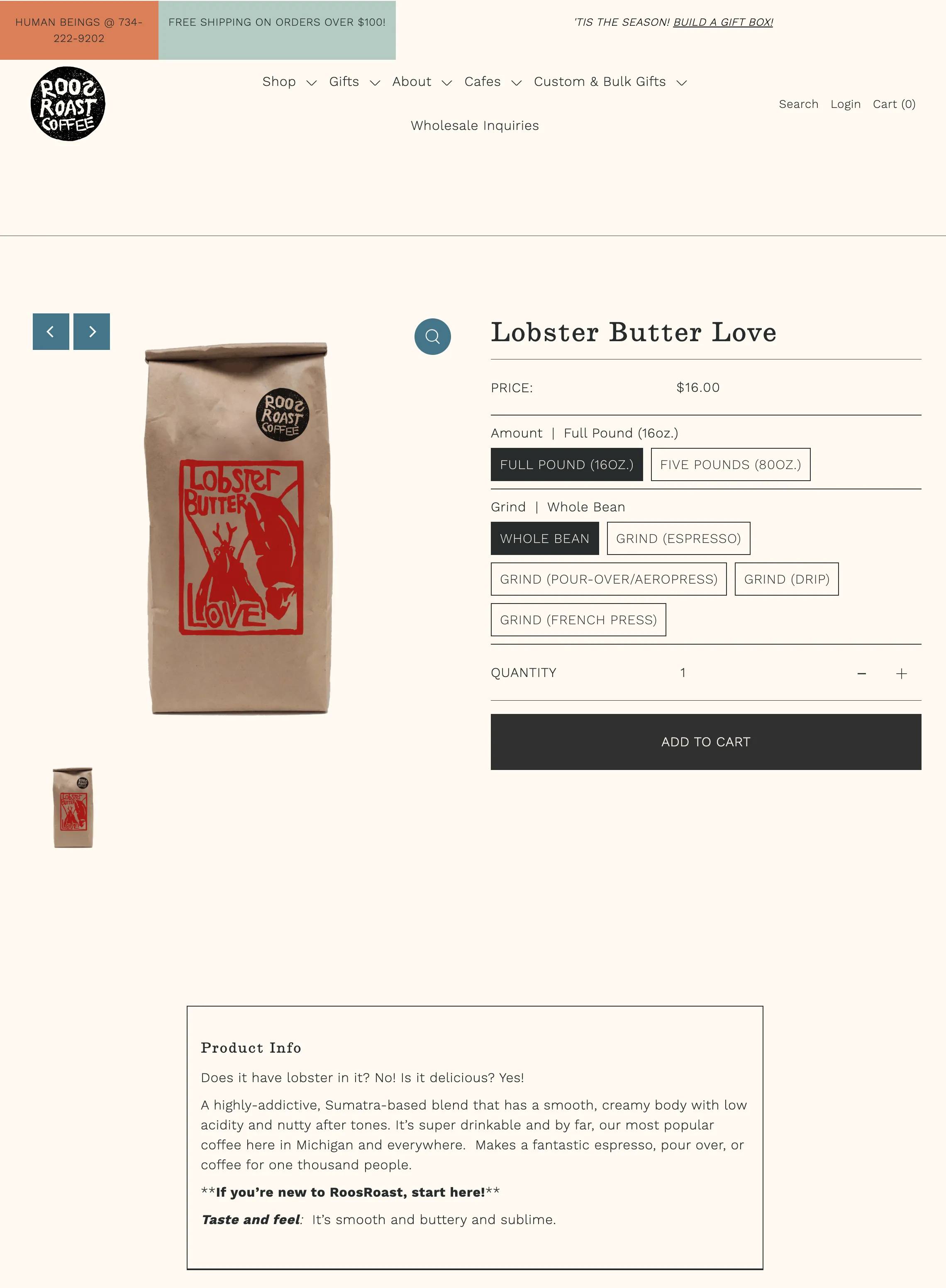 Old product page design