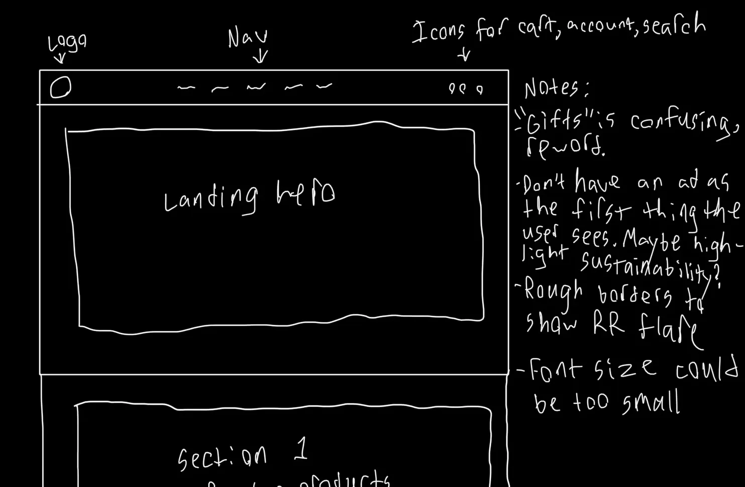 RoosRoast revised homepage first sketch